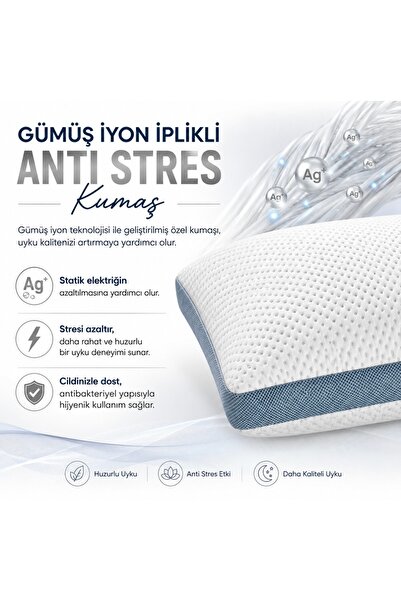 Pillow&bed Gümüş İyon İplikli Visco Parçacıklı Ortopedik Boyun Destekli Anti ...