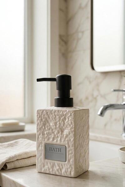 ALBETTO Stoneware Liquid Soap Dispenser Matte White 48972