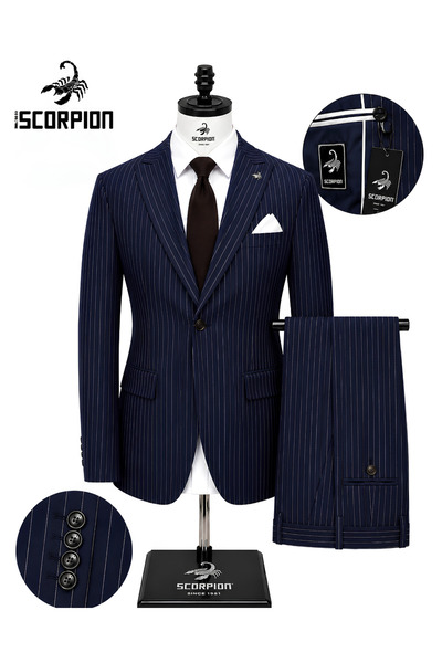 Plus Scorpion Costum în dungi Premium Bărbați 2 piese, Costum Bărbați, Pantal...