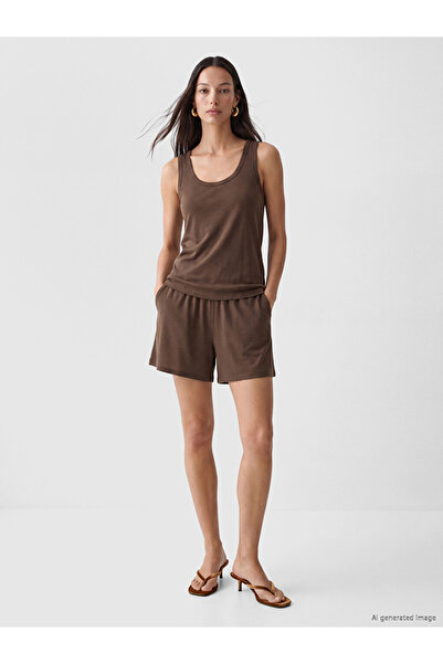 LC Waikiki Brown Women's Shorts with Elastic Waist