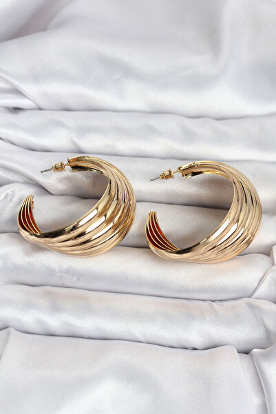 DMR Elegance 316L Steel Gold Color Half Hoop Model Women's Earrings