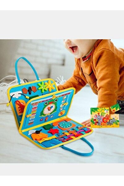 Generic Montessori Aktivite Çantası - Mavi (1-3 Yaş) | 20 Eğitici Oyun - 4 Sa...
