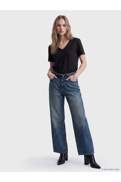 LC Waikiki بنطال جينز نسائي من Indigo Wideleg