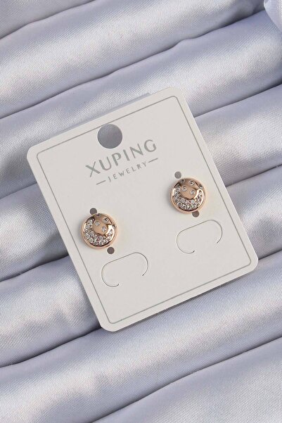 DMR Elegance Xuping Rose Color Zircon Stone Reflective Oval Earrings