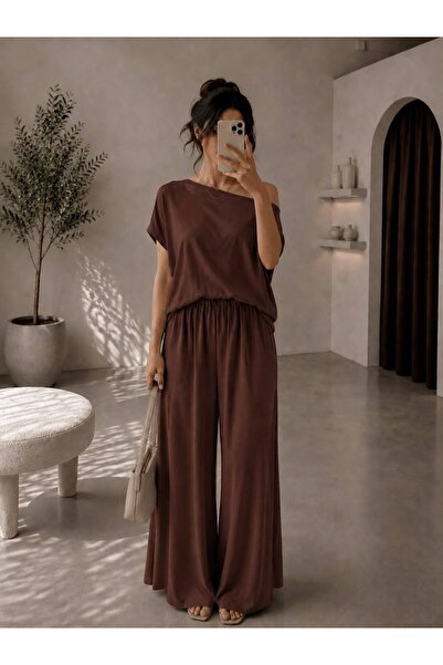 sumoda Women's Skirted Trousers and Blouse Set