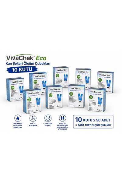 VIVACHEK Strip Şeker Ölçüm Çubuğu 50'li x10 Kutu