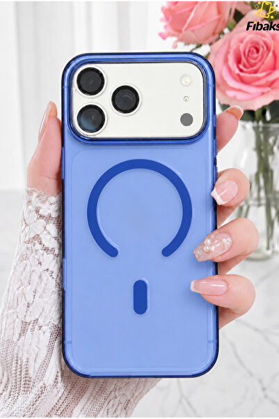 Fibaks (Premium Seri Sararmaz) iPhone 17 Pro Max/18 Pro Max Kılıf Kristal Mav...