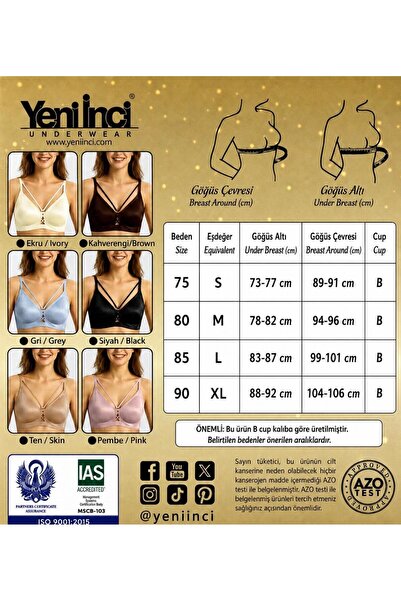 Yeni İnci Br121 Bonding Laser Cut Women's Bra with Underwire Support - Non-Marking Daily Comfort