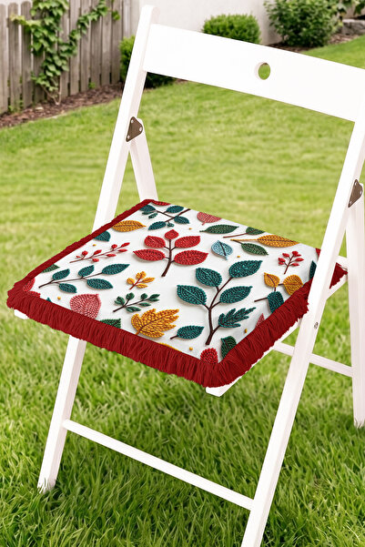 Realhomes Embossed Leaf and Branch Motif Fringed Zippered Chair Cushion - Boh...