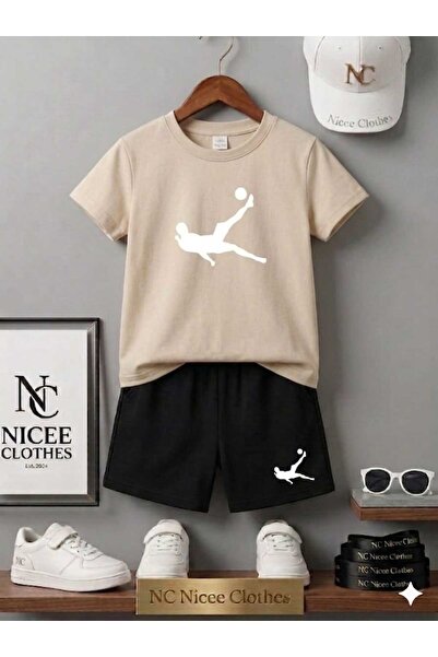 Leto Lykia Summer Children's T-Shirt Shorts Unisex (White Röveşeta Printed)