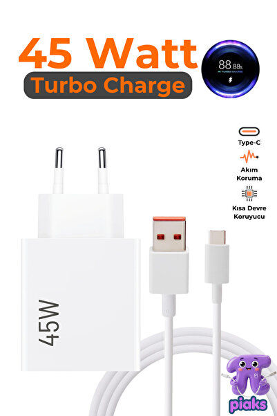 Piaks Xiaomi 45W Turbo Şarj Aleti Redmi Note 14 5G - Note 14 Pro 4G Uyumlu Ty...