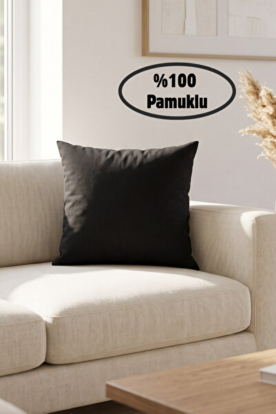 Joyrose 100% Cotton Black Throw Pillow Cover Plain Decorative Throw Pillow Co...