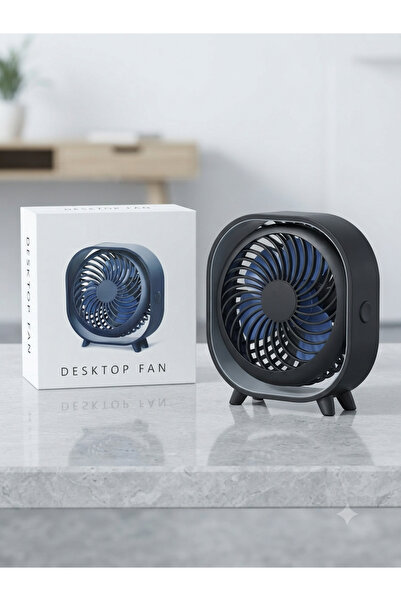 Blic Aura Akse Masaüstü Sessiz Mini Fan - Siyah Gövde ve Mavi Pervane ile Kom...