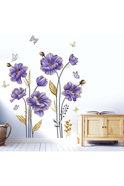 Amimagen Purple Flower Wall Stickers for Girls: Peel and Stick Removable Wild...
