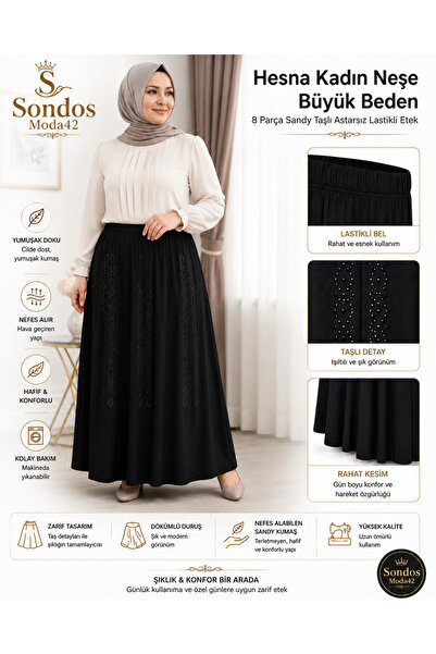 Sondos Moda42 تنورة ساندي نسائية من هيسنا مقاس كبير مكونة من 8 قطع، مزينة بال...