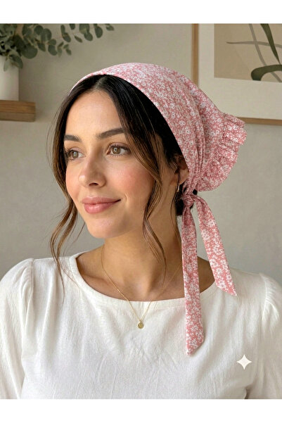 Mufincollection Cotton Poplin Floral Patterned Triangular Women's Bandana wit...