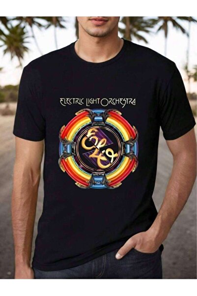 9JY Electric Light Orchestra ELO Rock Graphic T-Shirt - Unisex Black Cotton S...