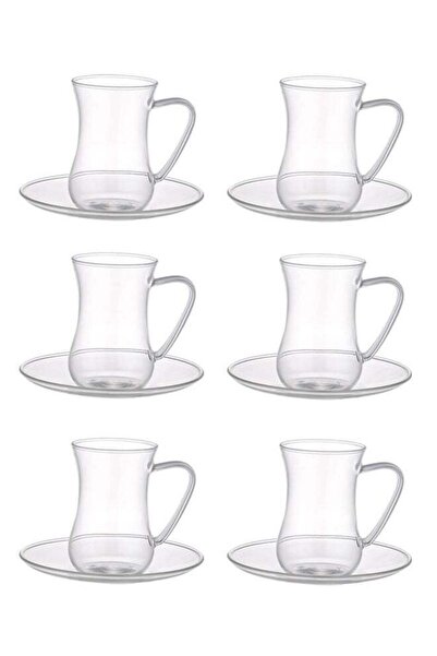 Reem 12-Piece Borosilicate Glass Cup And Saucer Set 120Ml Clear
