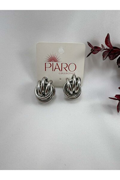 Piaro Collection أقراط متوسطة الحجم ذات عقدة كثيفة (ذهبي / فضي)