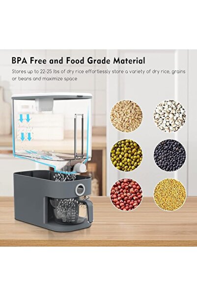 U-HOOME U HOOME Rice Dispenser,Large Rice Container with Measuring Cup, Food ...