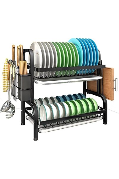 HASTHIP Dish Drying Rack 2-Tier Dish Rack Dish Drying Rack with Cutlery Rack,...