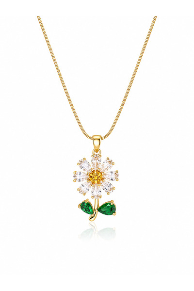 Angelovia Zircon Stone Daisy Steel Women's Necklace