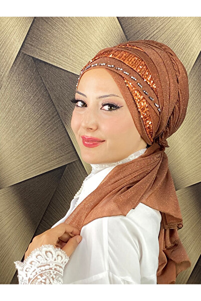 MY UKİYO STORE TESETTÜR PAYETLİ EL İŞLEME BONCUK DETAYLI ABİYE BONE ŞAL