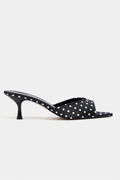 NİŞANTAŞI SHOES Promise Black Polka Dot Patterned Pointed Toe Women's Thin He...