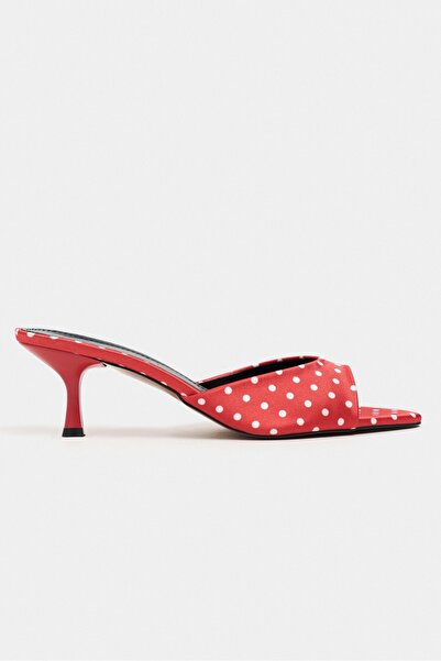 NİŞANTAŞI SHOES Promise Red Polka Dot Patterned Pointed Toe Women's Thin Heel...