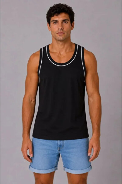 Şeker Portakalım Men's Athlete Crew Neck Sleeveless Summer Tank Top - Black