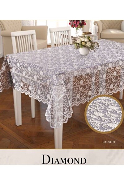 Ceki Home مفرش طاولة مطرز بدون خياطة من دايموند موديل ديرتس، مقاس 160x260 سم،...