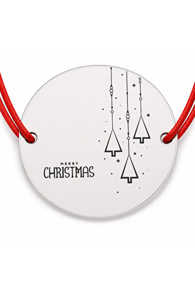 Simoshop Brățară argint 925 cu bănuț mesaj Merry Christmas și brazi suspendaț...