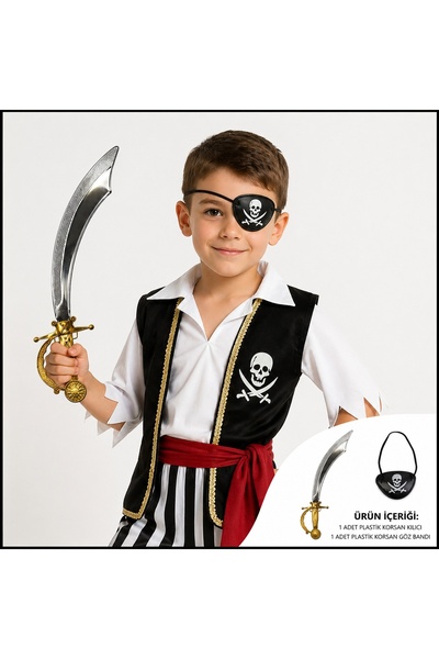 OSKA GLOBAL Pirate Sword and Eye Patch Set Shiny (Children's) &amp; Adult Com...