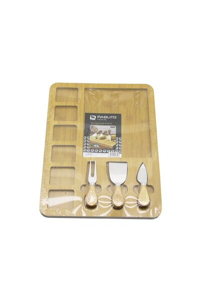 GeeS Global Rectangular 6+1 Compartment Mdf Breakfast Cheese Presentation Boa...