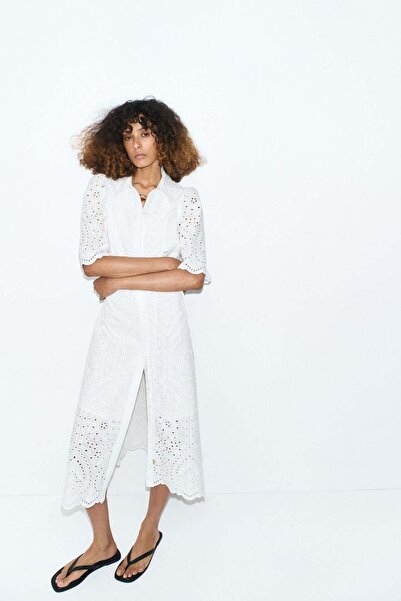 H&M Broderie-anglaise cotton shirt dress