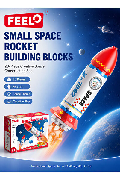 Feelo FL1185 20-Piece Small Space Rocket Building Blocks Set for Kids, ABS Co...