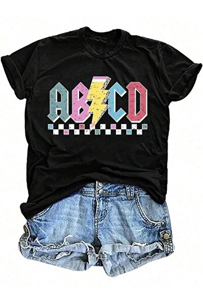 23ERVA Shirts Women ABCD Tshirt Life Shirt Tees Teacher Gifts Casual Teach Tops
