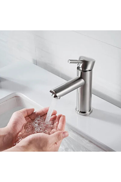 STARSTAR Single-hole bathroom sink faucet, silver stainless steel, single han...