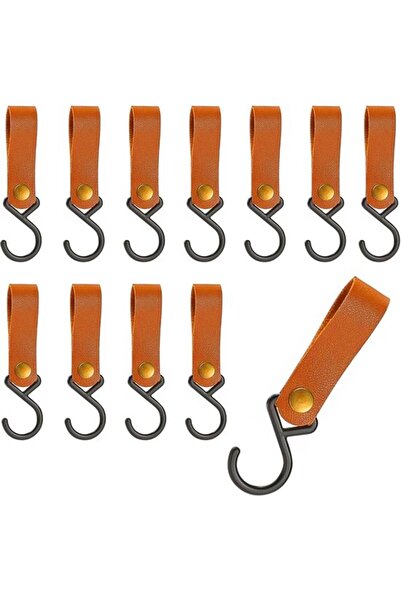 STARSTAR 12 Clothes Hooks - Wardrobe Hooks (Leather Rings) - For Hanging Clot...