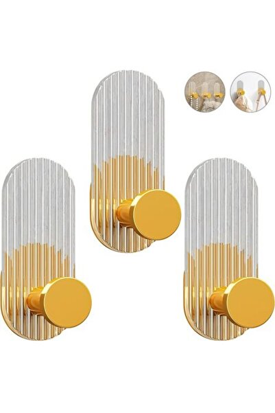 STARSTAR Wall-mounted coat hooks - 3-piece set with gold-decorated coat hooks...
