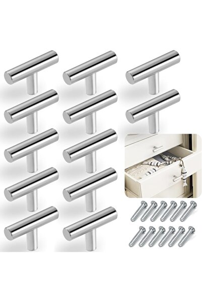 STARSTAR 12-Pack T-Shaped Stainless Steel Single-Hole Cabinet Knobs & Drawer ...