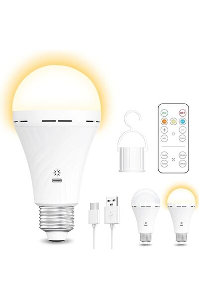 STARSTAR USB Rechargeable 2600mAh E27 LED Bulb Remote Timer Hook Pendant Nigh...