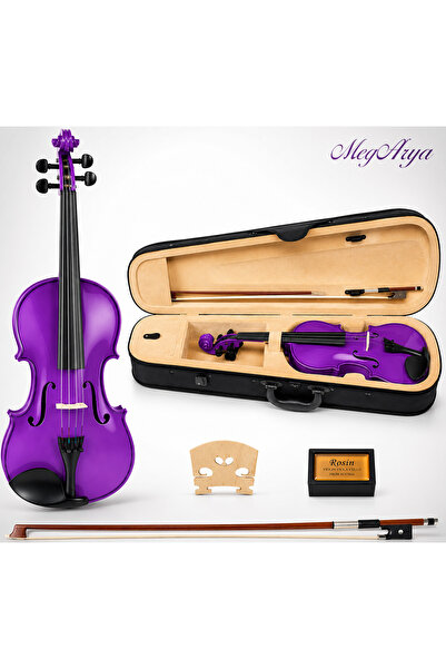 MegArya Glossy Purple Finish Handmade 4/4 Full Size Acoustic Violin – Premium...