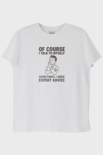 lofux Of Course I Talk to Myself Printed White T-Shirt