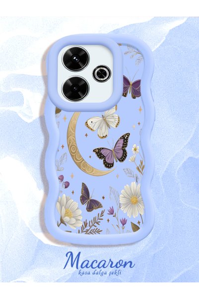 CHICASELUX Redmi 13/13X Compatible Wavy Frame Moon Butterfly and Flower Patte...