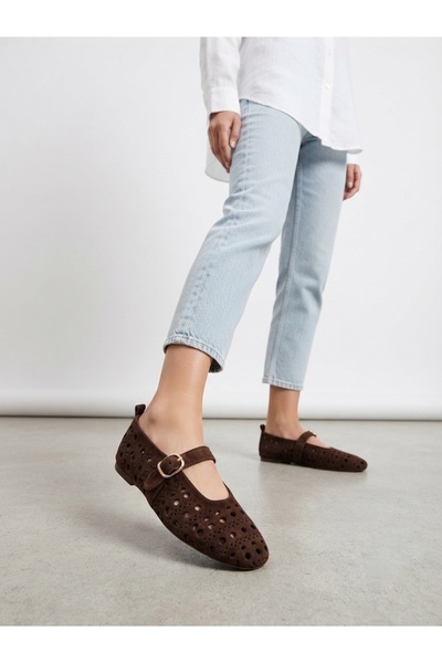 Rüya Shoes حذاء باليه مريح من الجلد الطبيعي بنعل طبي