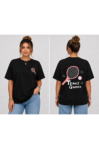 VODEXA Unisex Oversize Tennis Printed T-Shirt 100% Cotton Tennis Themed Comfo...