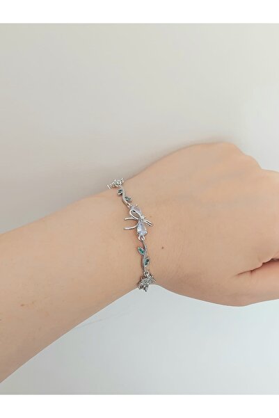 bijoux uniques Zircon Stone Waterway Leaf Flower Ivy Steel Bracelet