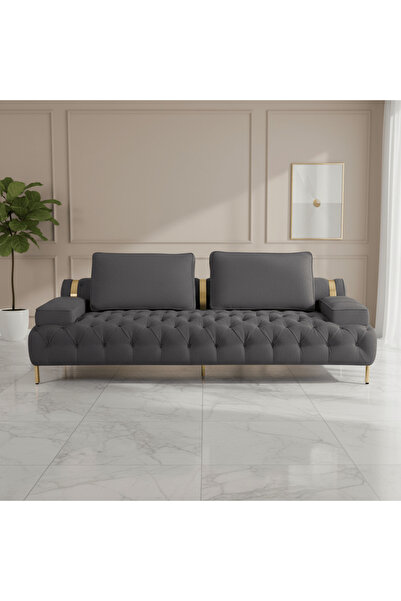 Roots Furniture أريكة ثلاثية المقاعد باللون الرمادي الداكن من تافتينج