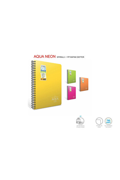 Gıpta Aqua Neon A5 80 Yaprak Çizgili PP Kapak Spiralli Defter (1974)